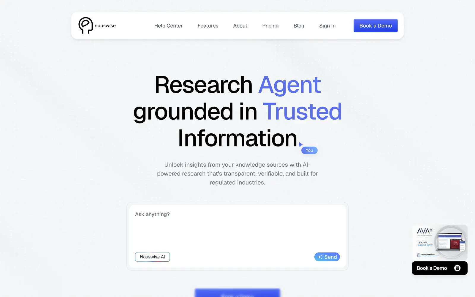 Screenshot of the Nouswise website