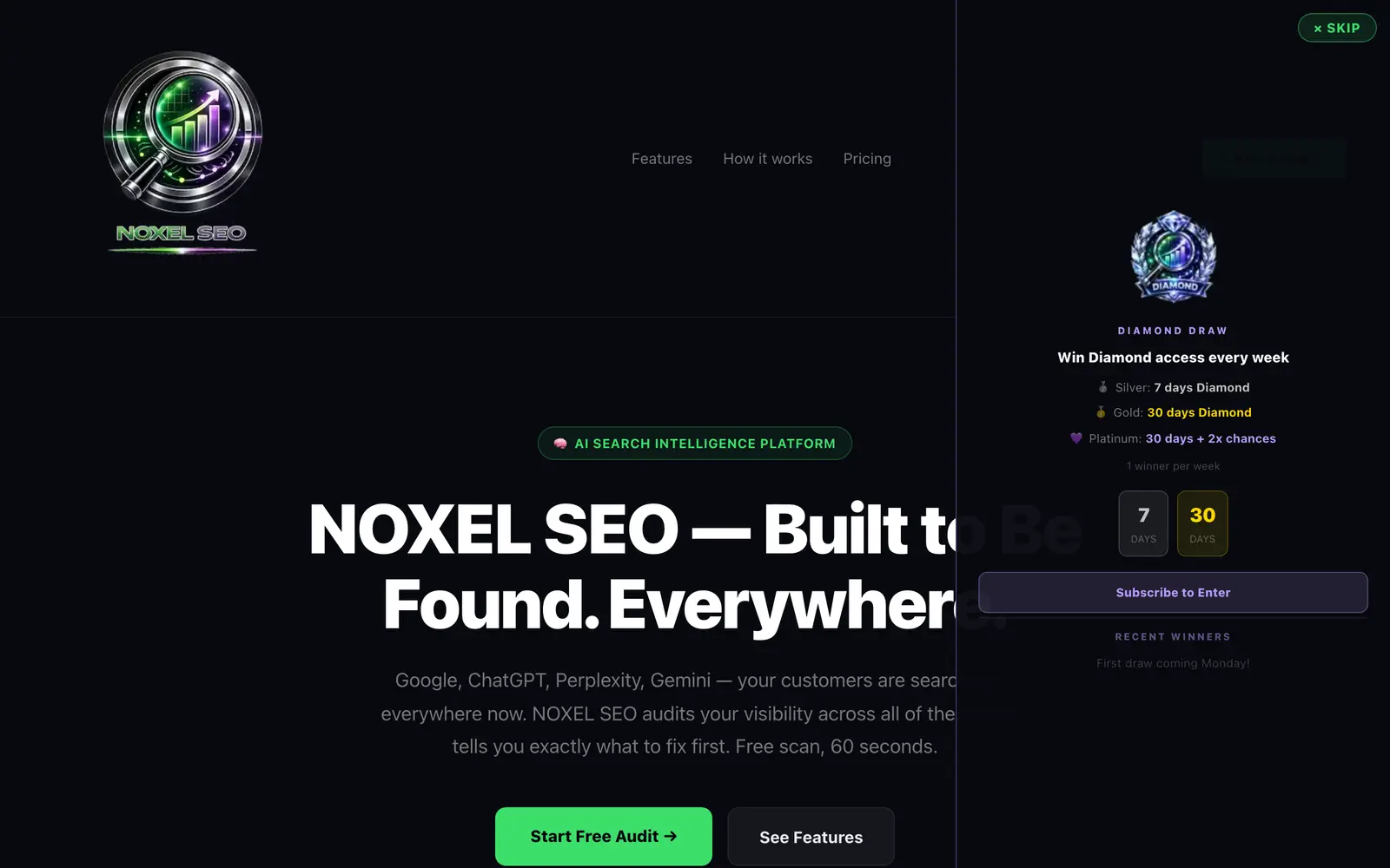 Screenshot of the Noxel SEO website