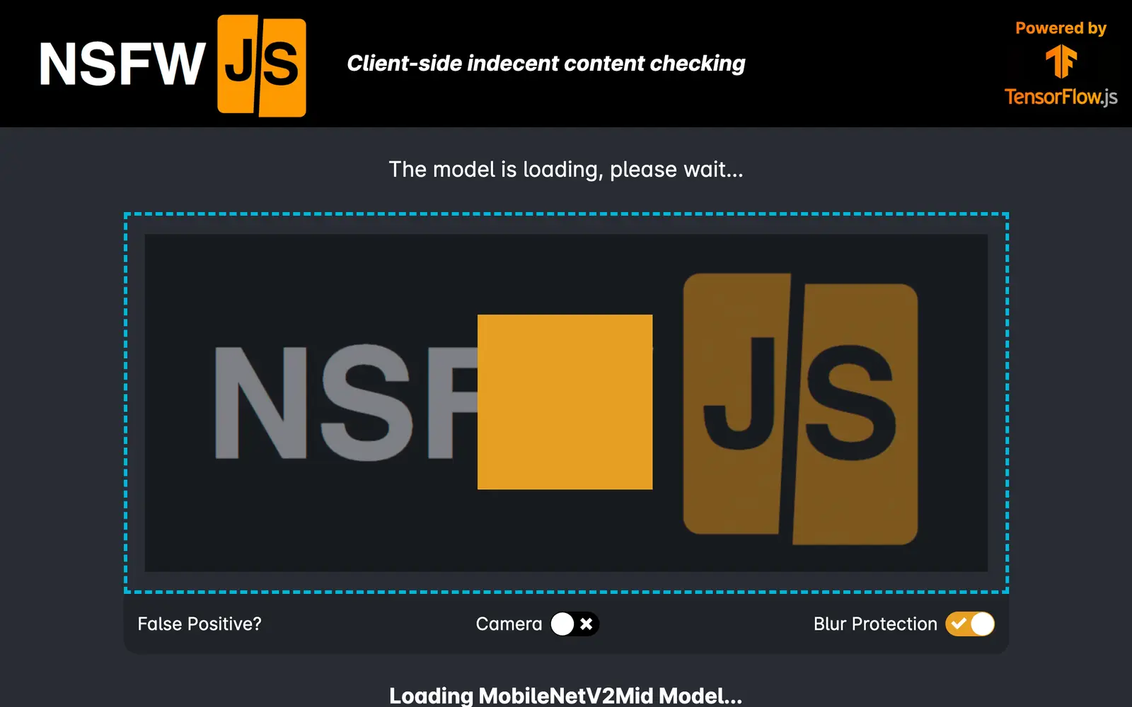 Screenshot of the NSFW JS website