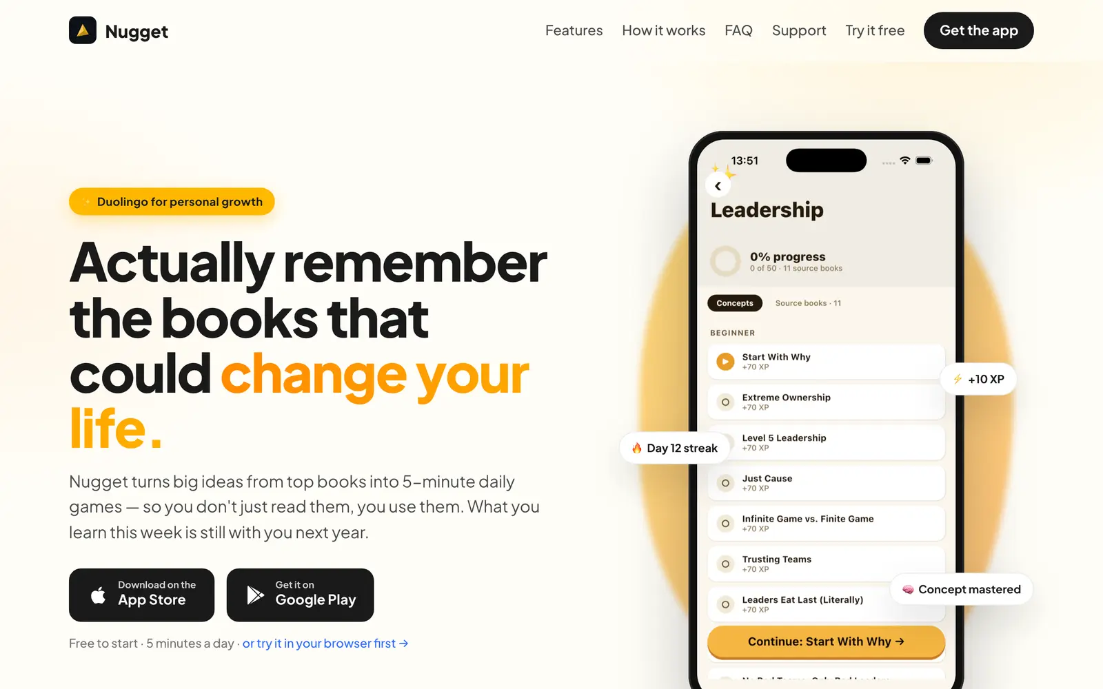 Screenshot of the Nugget website