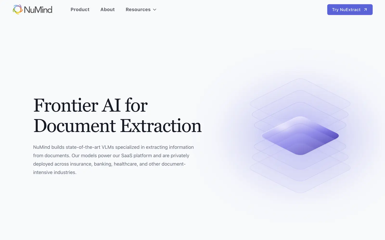 Screenshot of the Numind website