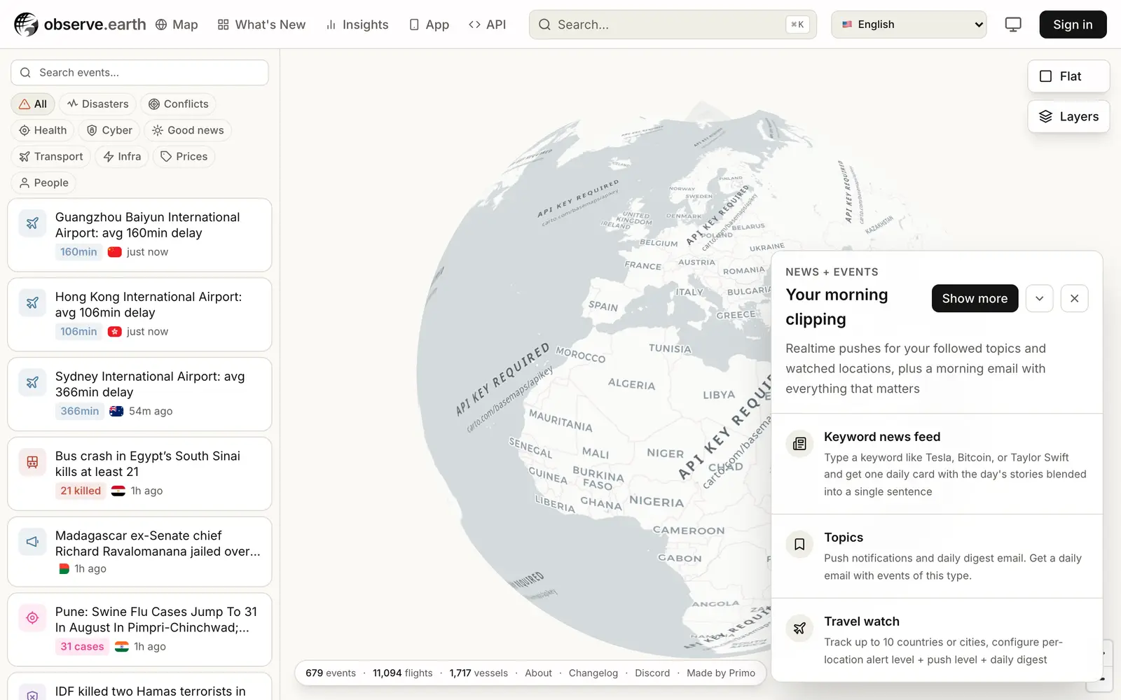 Screenshot of the Observe Earth website