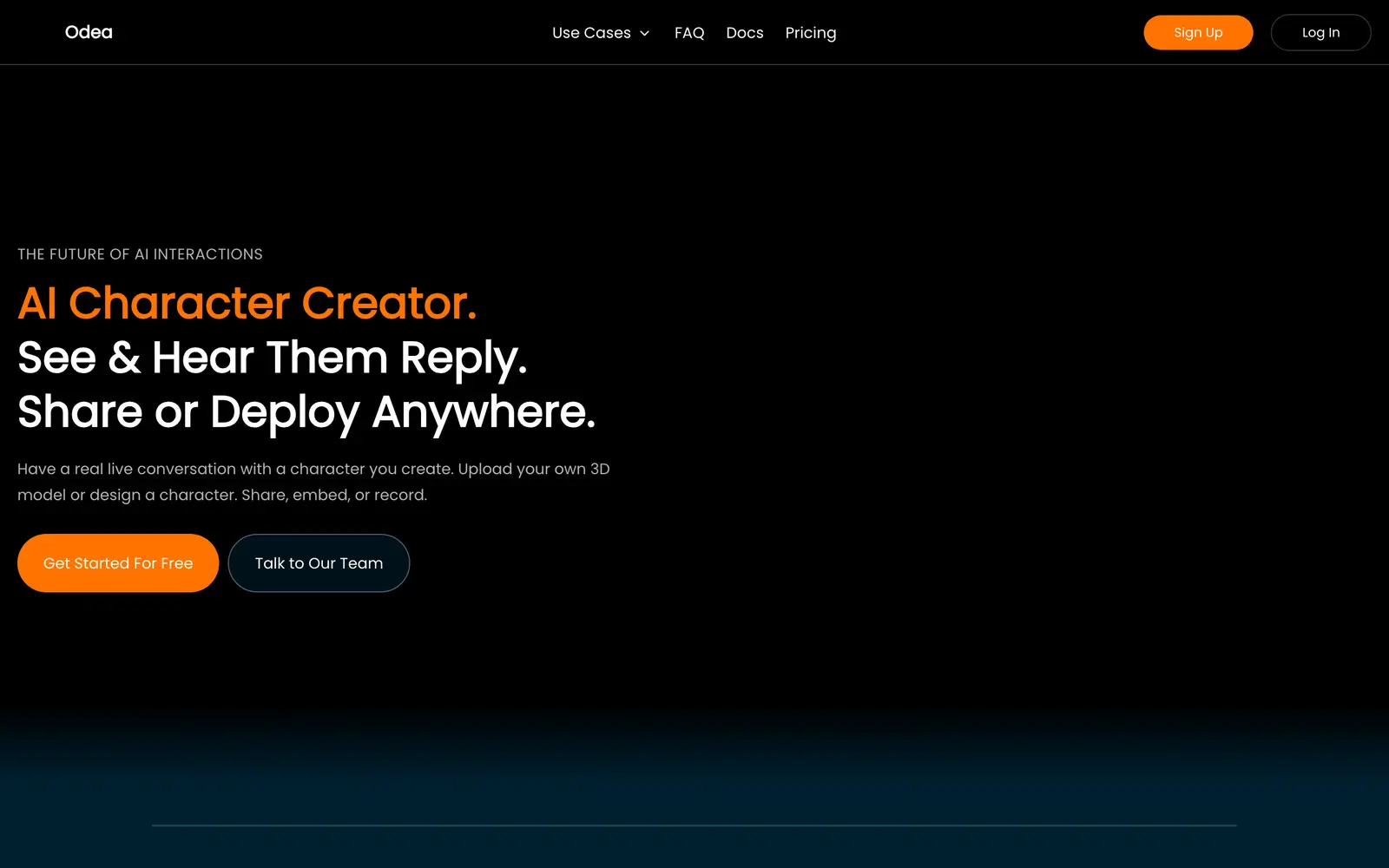 Screenshot of the Odea website