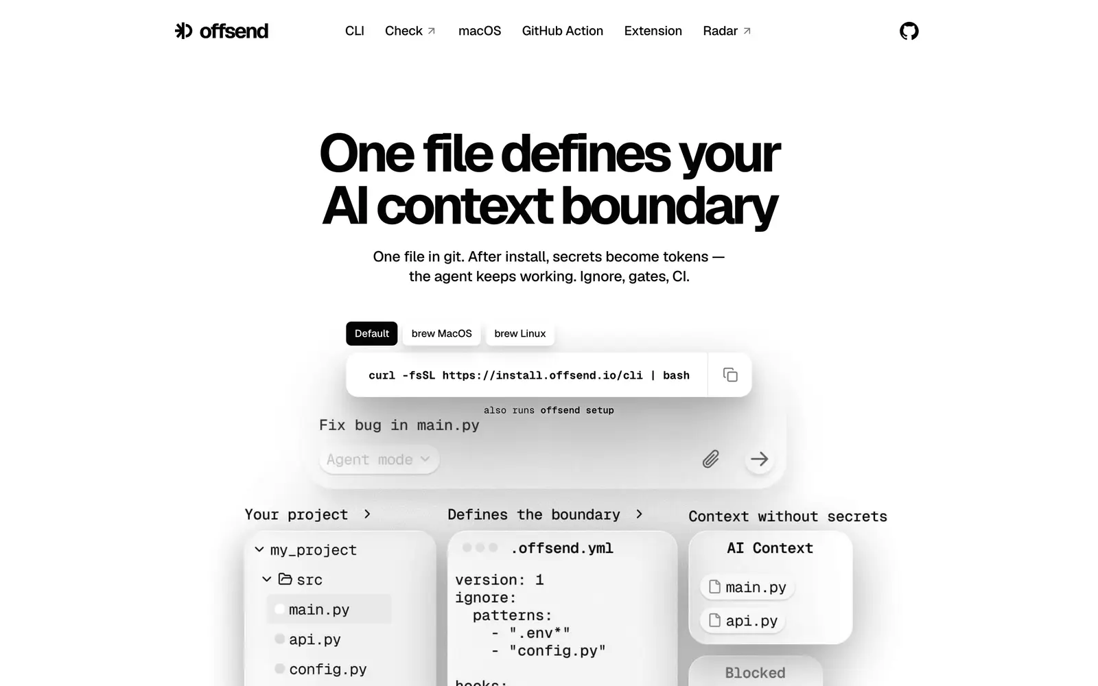 Screenshot of the Offsend website