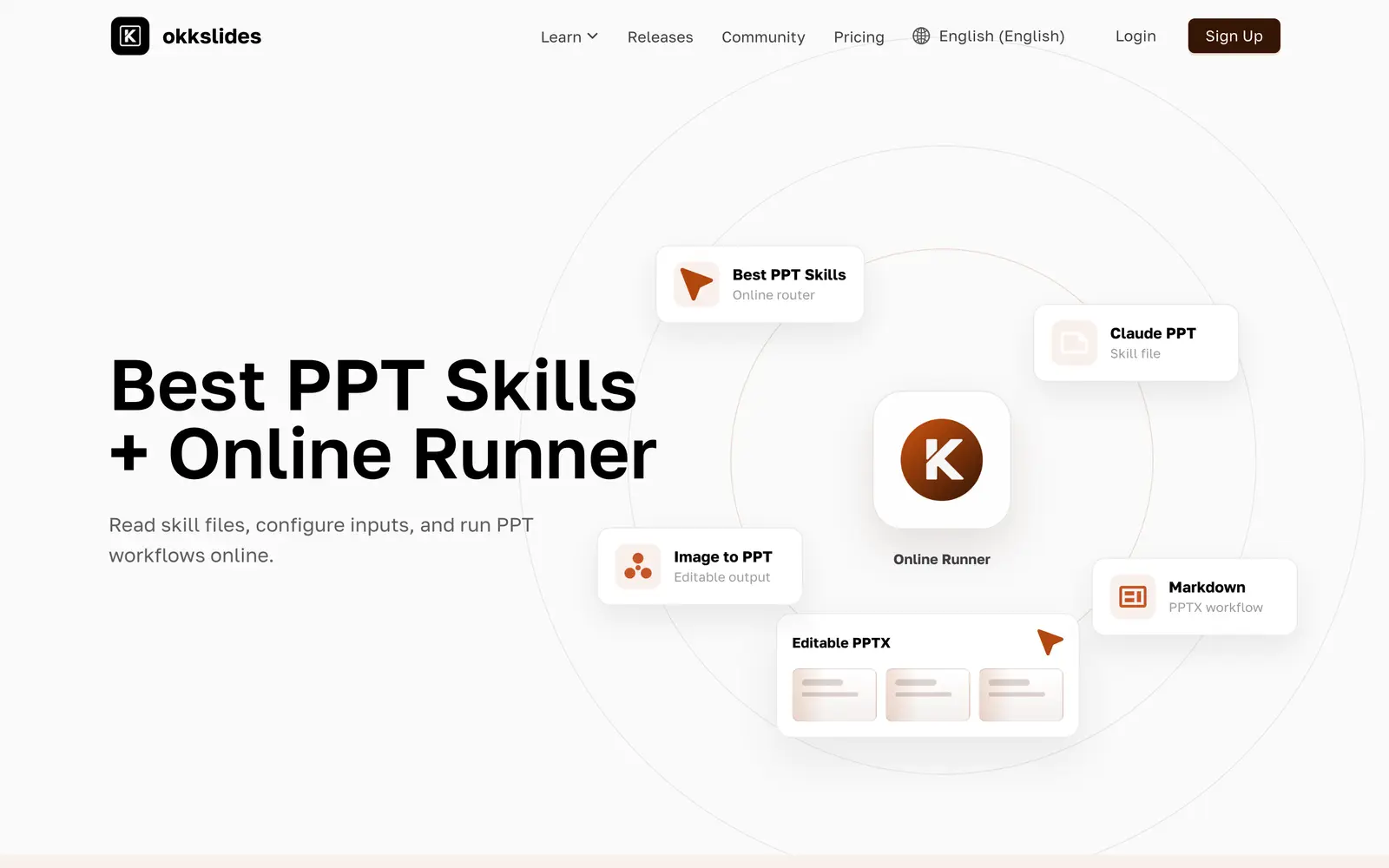 Screenshot of the okkslides website