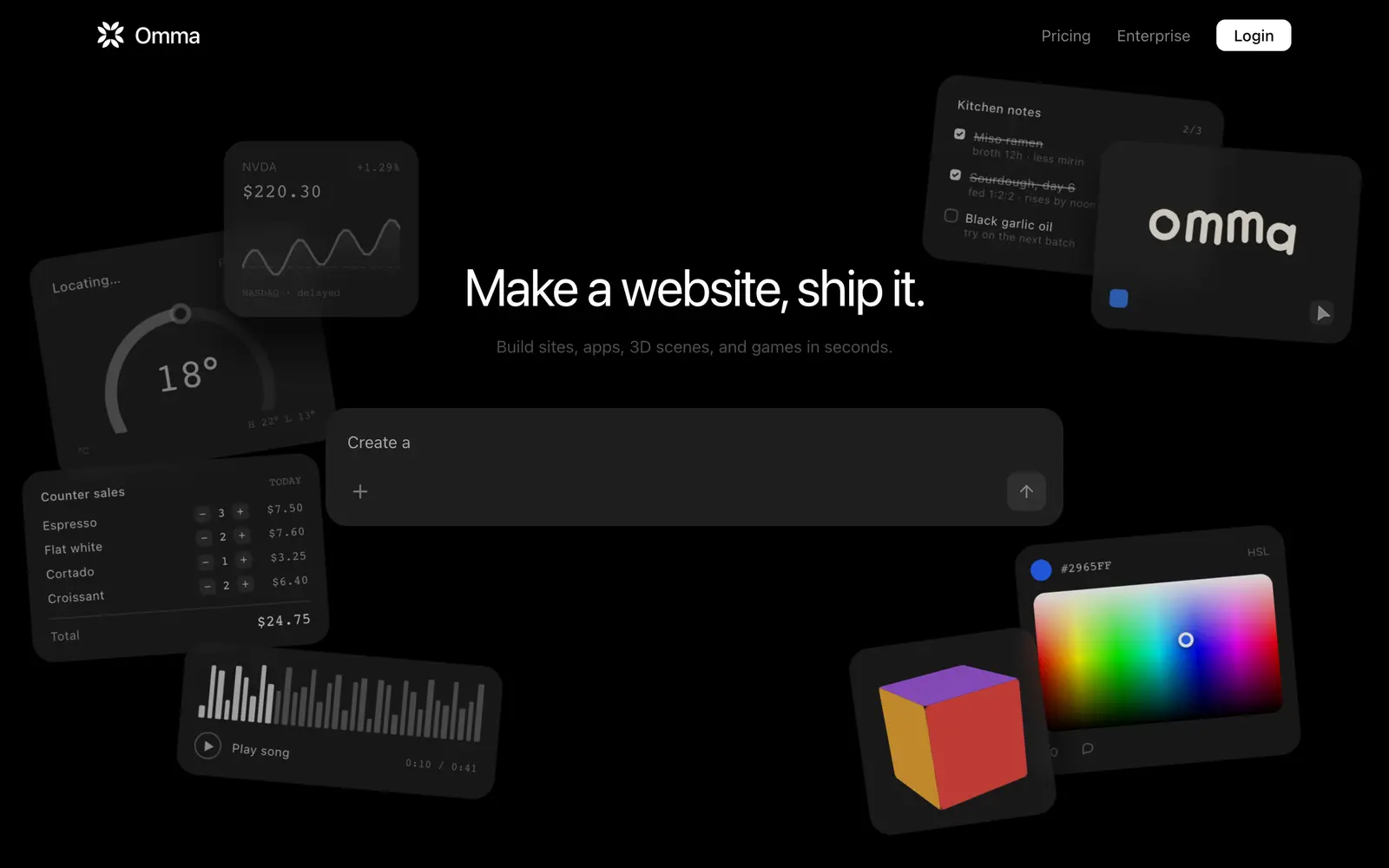 Screenshot of the Omma website