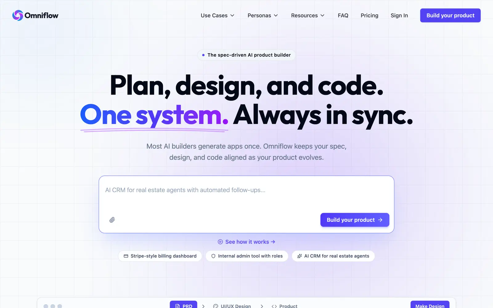 Screenshot of the Omniflow website