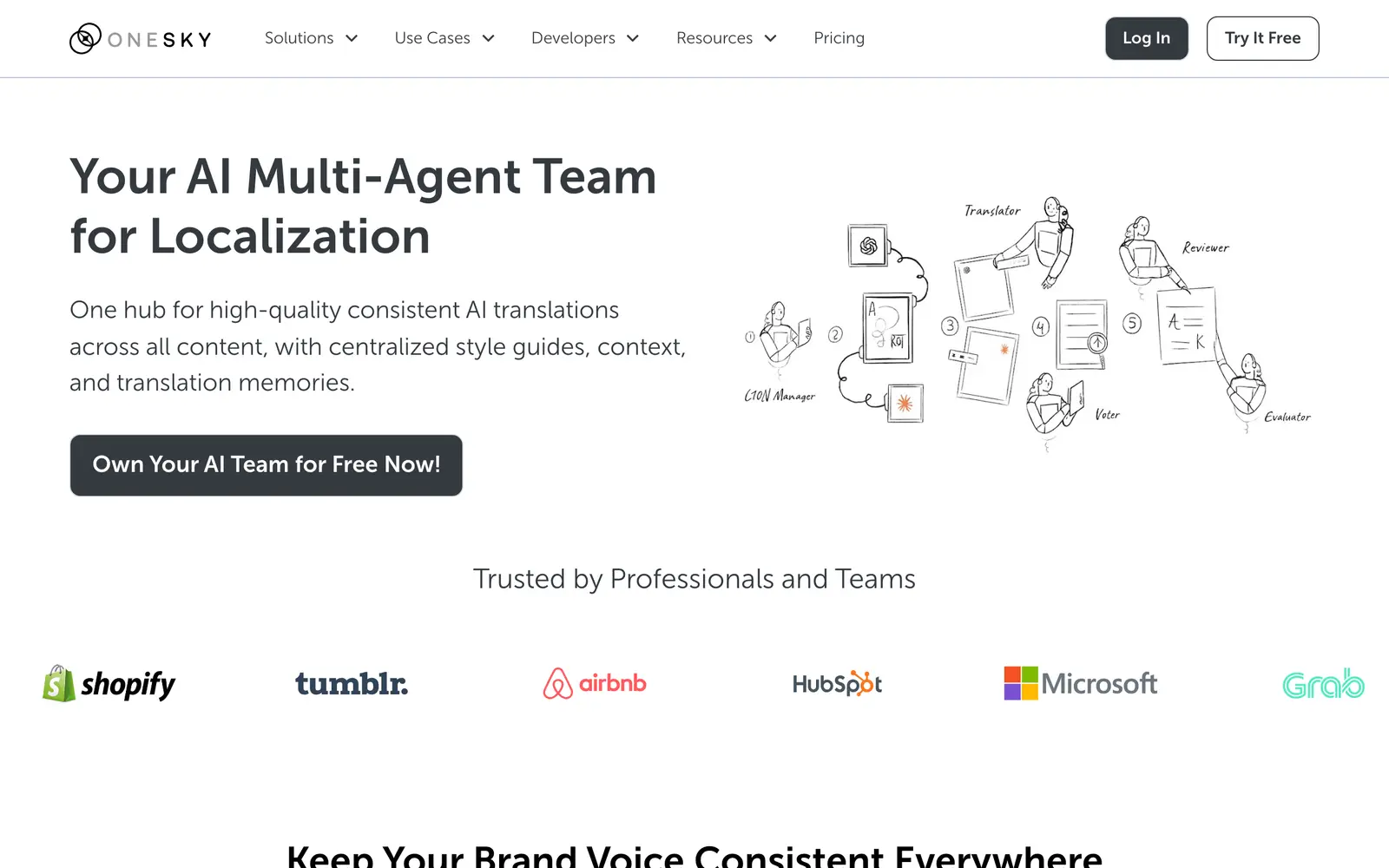 Screenshot of the OneSky Localization Agent website