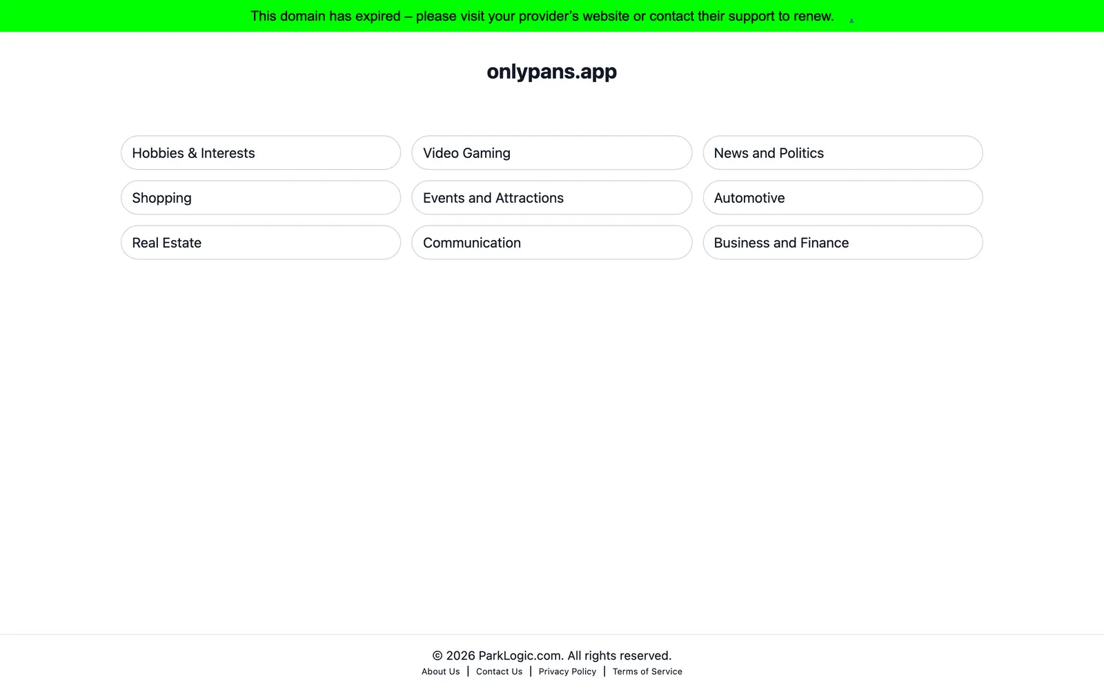Screenshot of the OnlyPans website