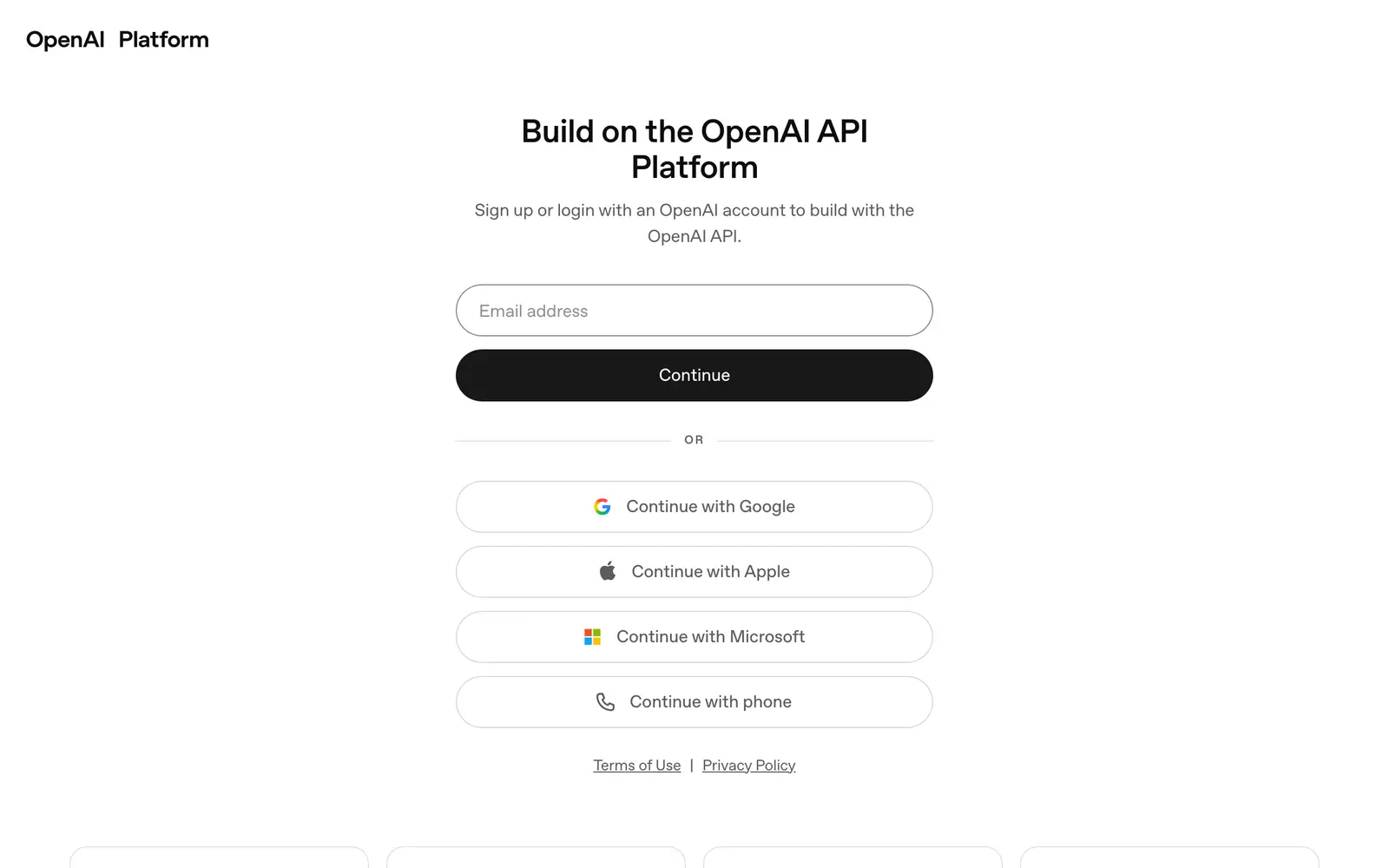 Screenshot of the OpenAI API website