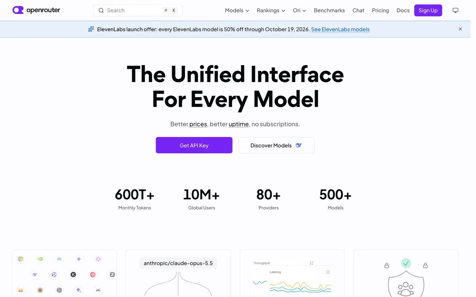 Screenshot of the OpenRouter website