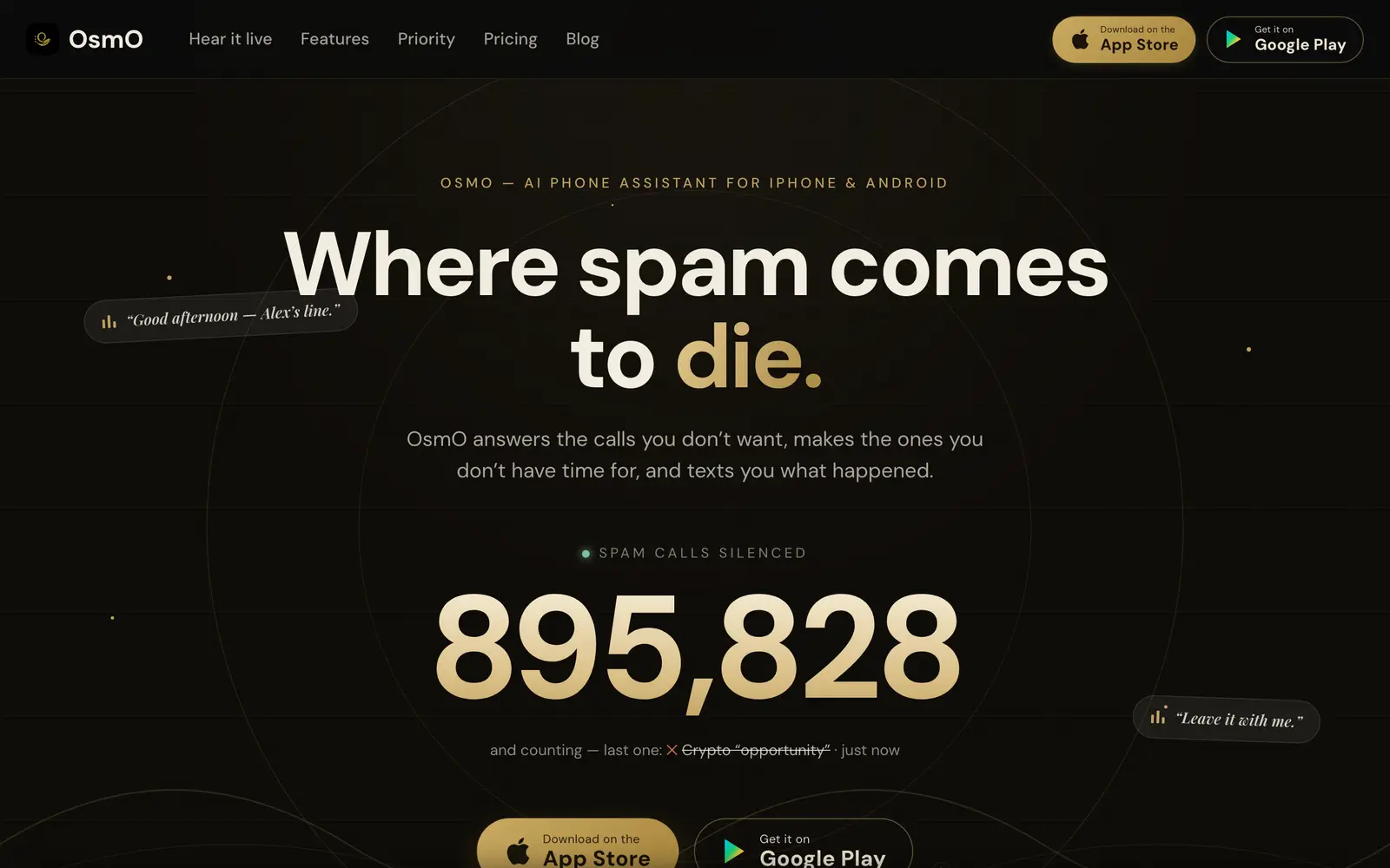 Screenshot of the OsmO website