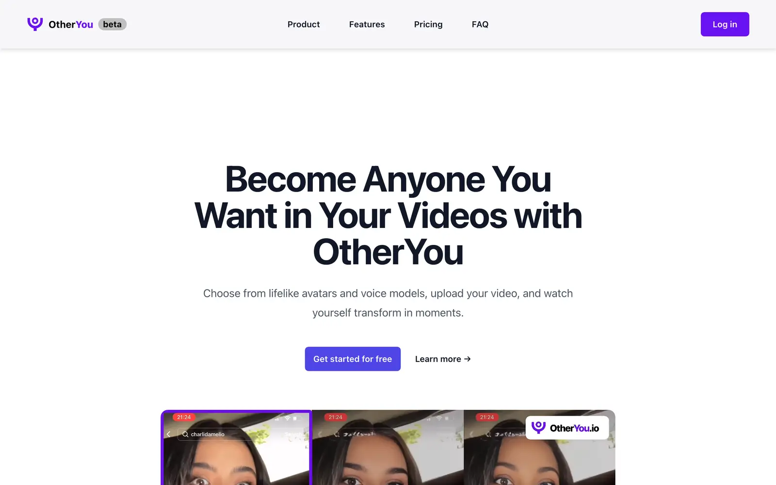 Screenshot of the OtherYou website