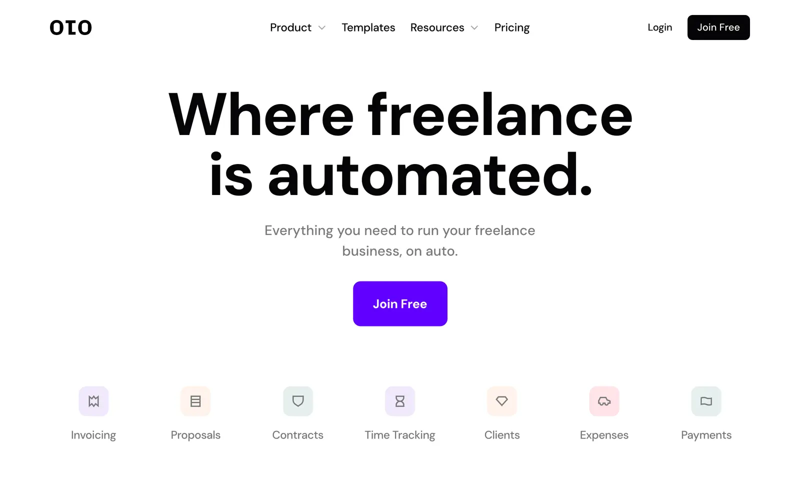 Screenshot of the OTO work website
