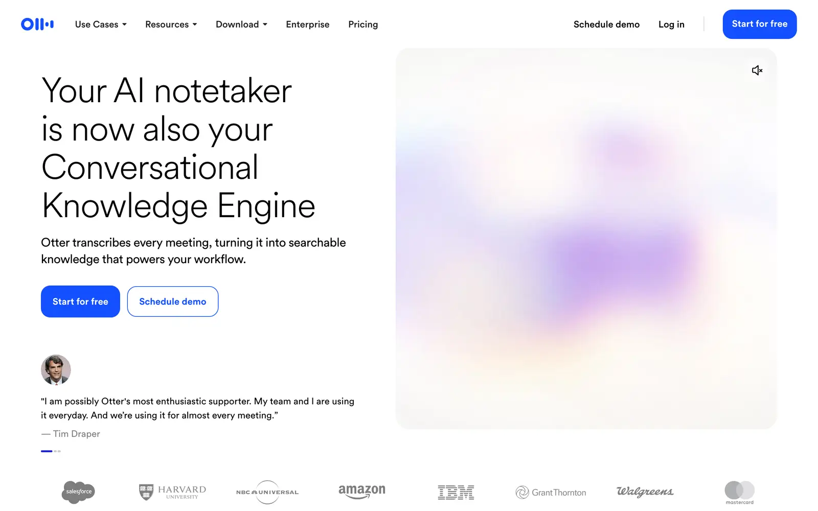 The Otter.ai website's first screen