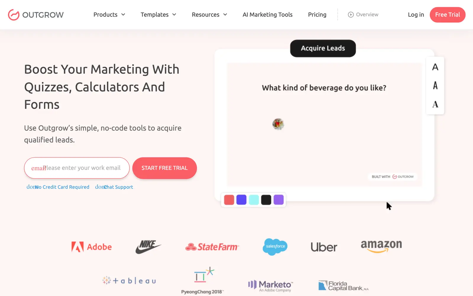 Screenshot of the Outgrow website