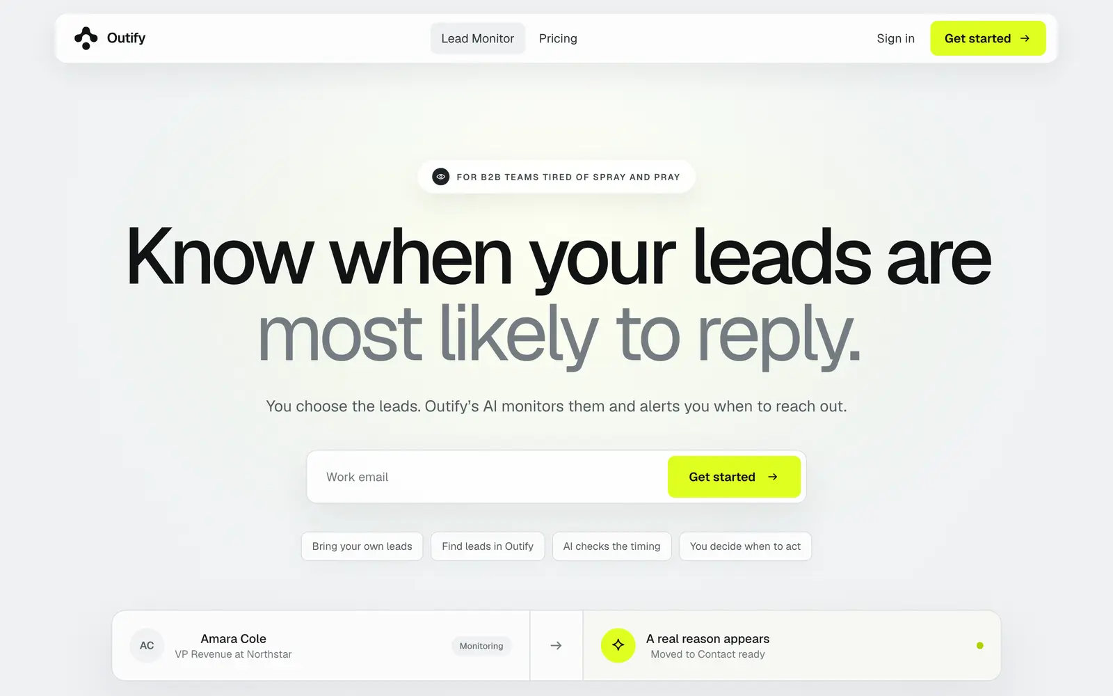 Screenshot of the Outify website