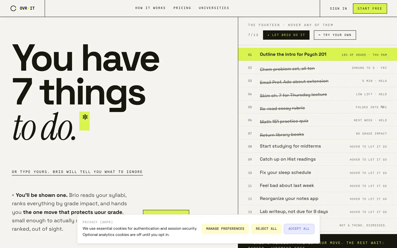 Screenshot of the OVR IT website