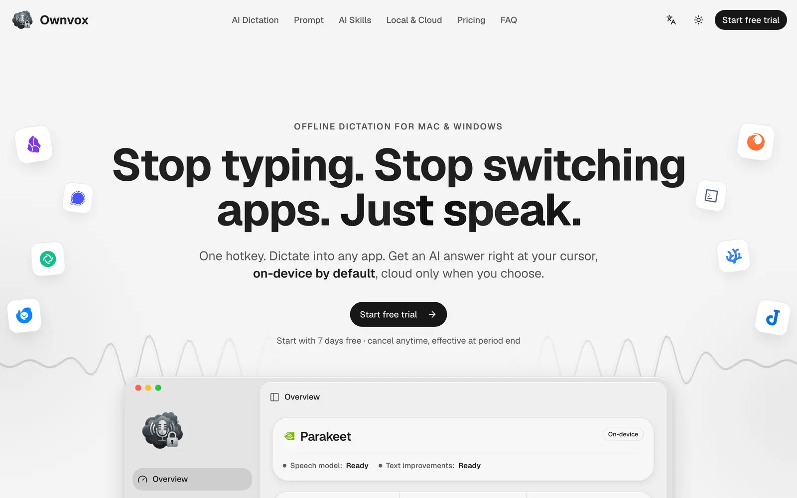Screenshot of the Ownvox website