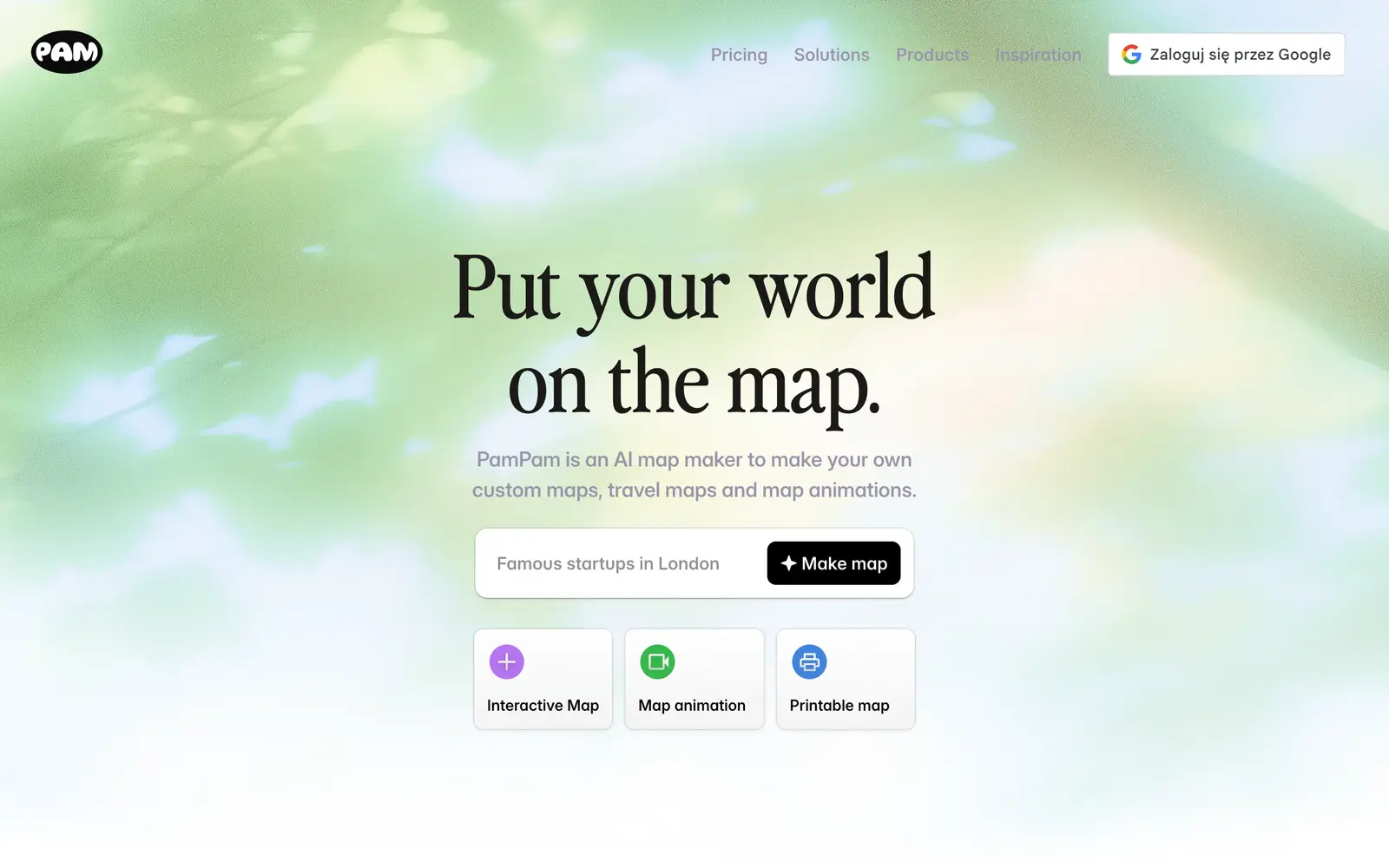 Screenshot of the PamPam website