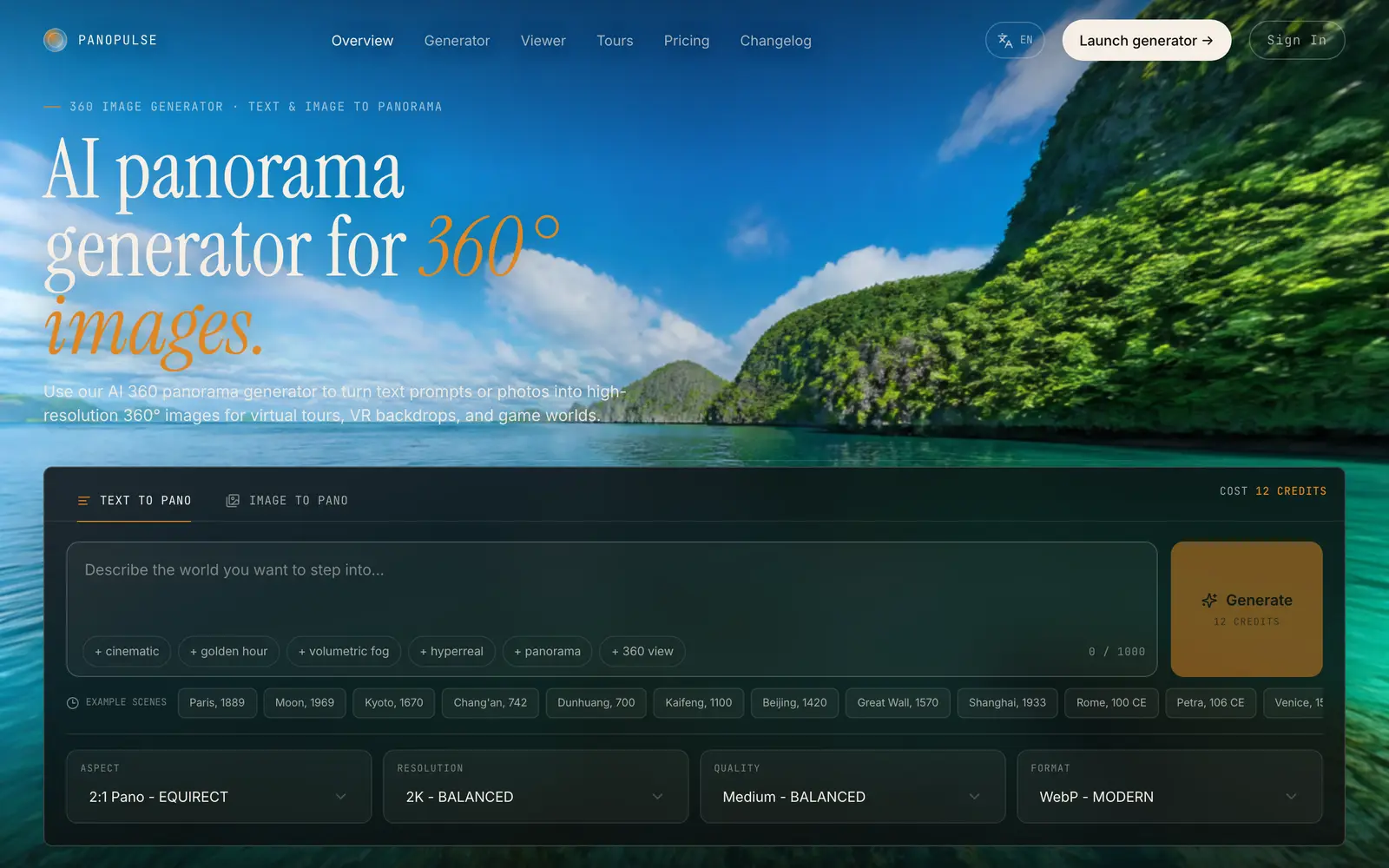 Screenshot of the PanoPulse website