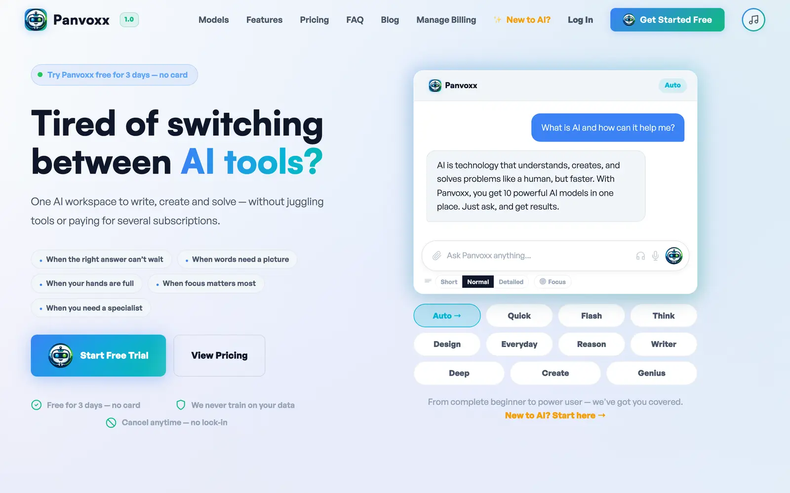 Screenshot of the Panvoxx website