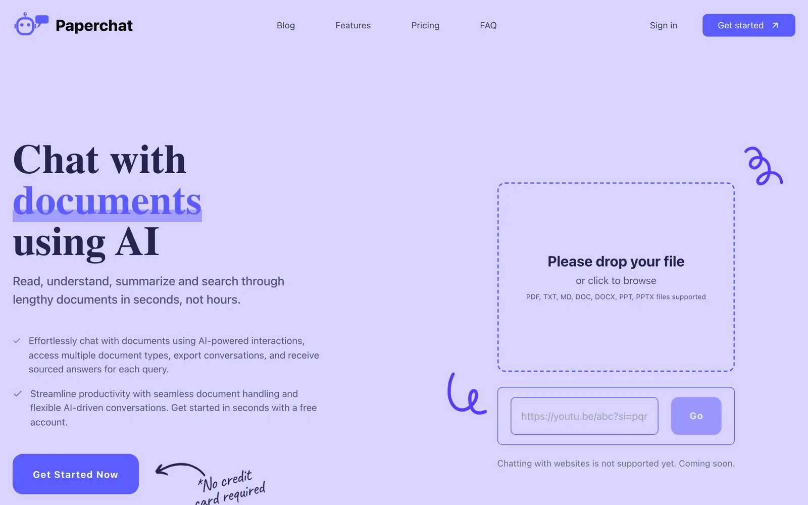 Screenshot of the PaperChat website