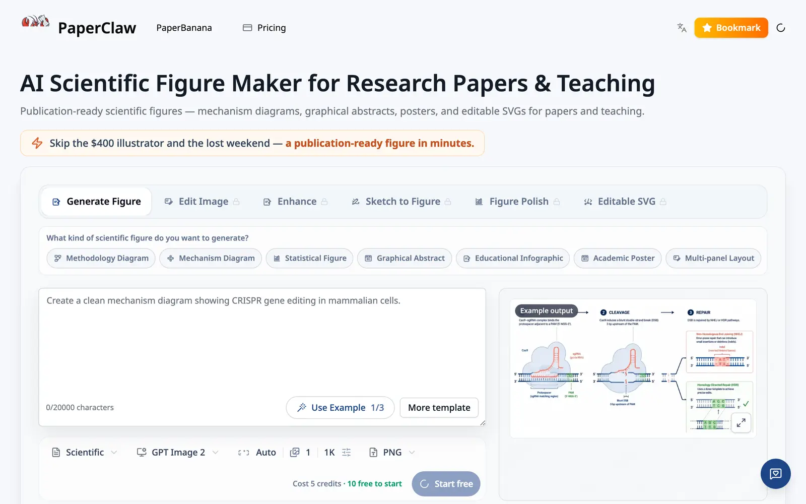 Screenshot of the PaperClaw website