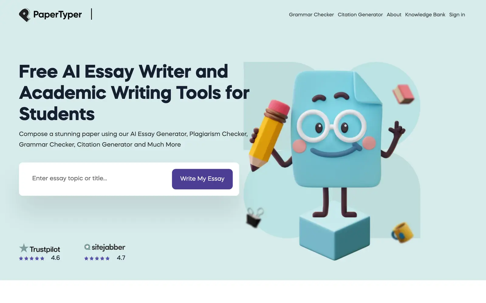 Screenshot of the PaperTyper website