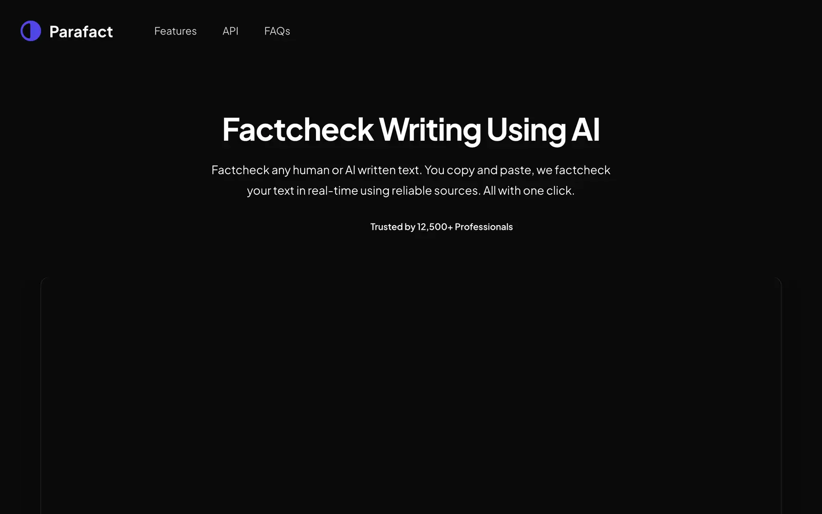 Screenshot of the Parafact website