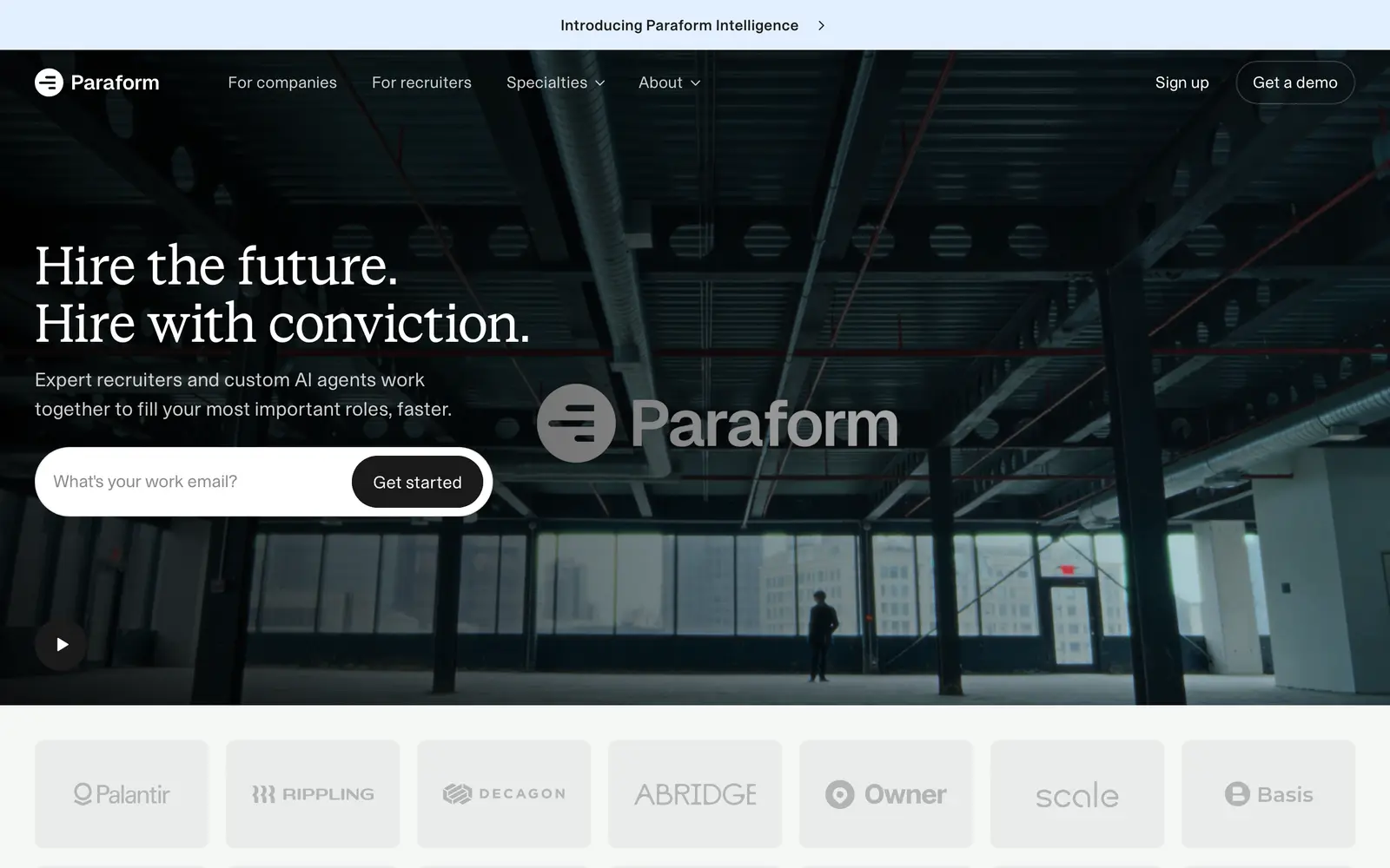 Screenshot of the Paraform website