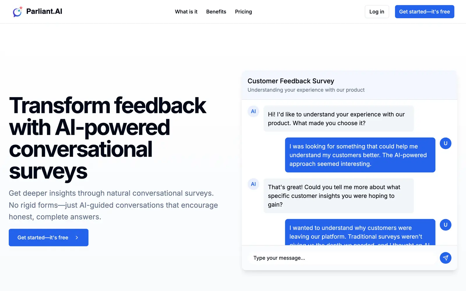 Screenshot of the Parliant.AI website
