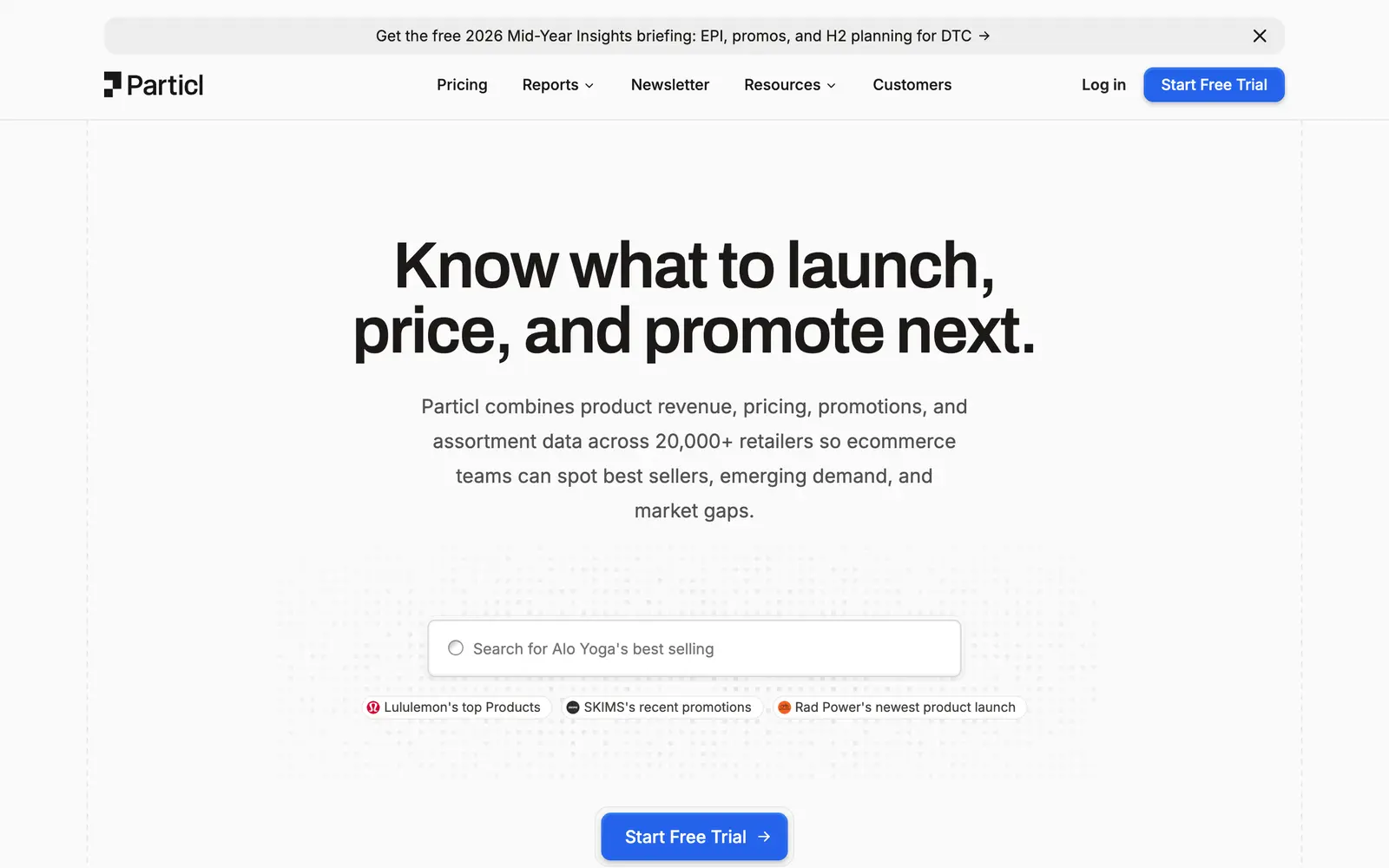 Screenshot of the Particl website