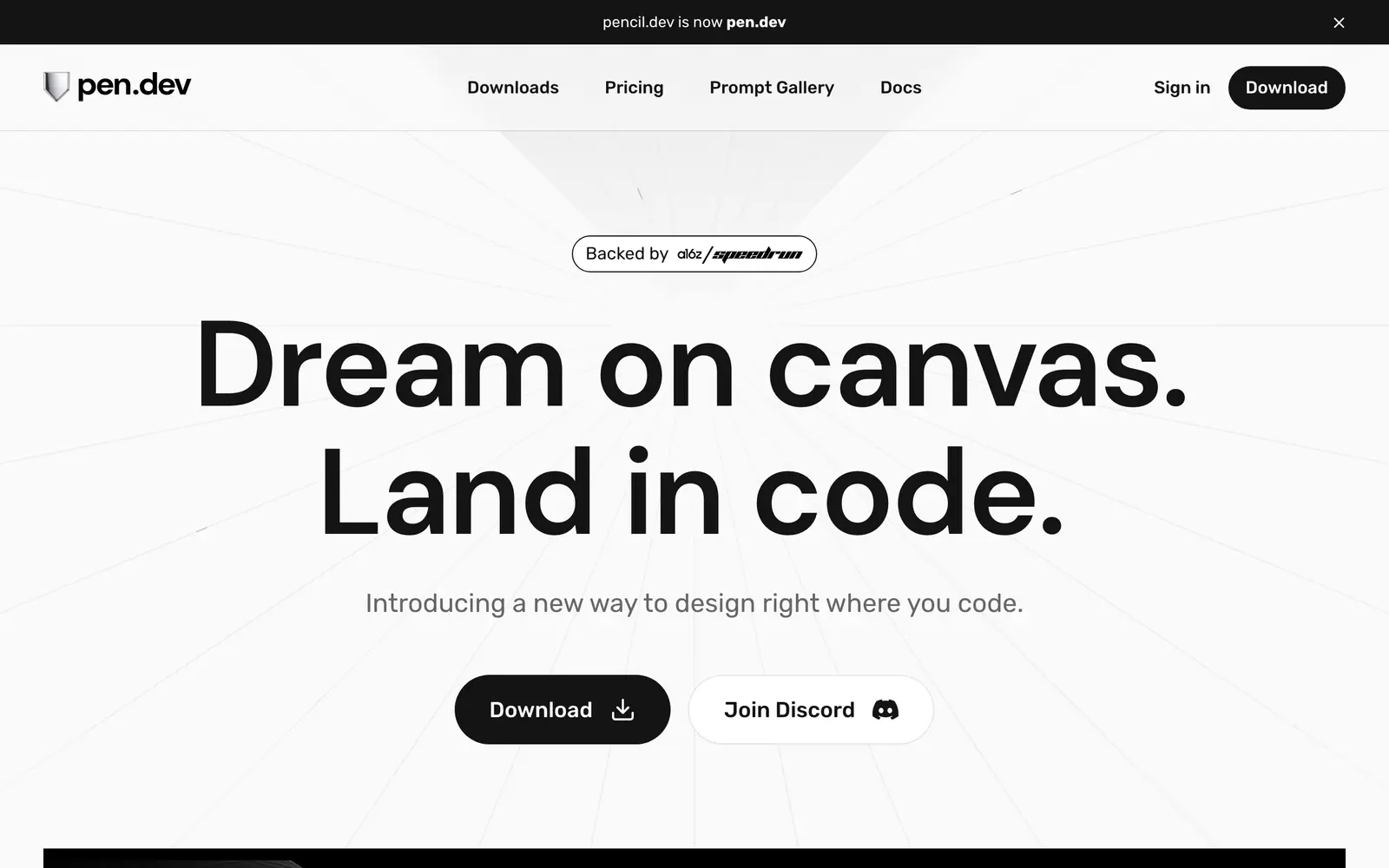 Screenshot of the Pencil website