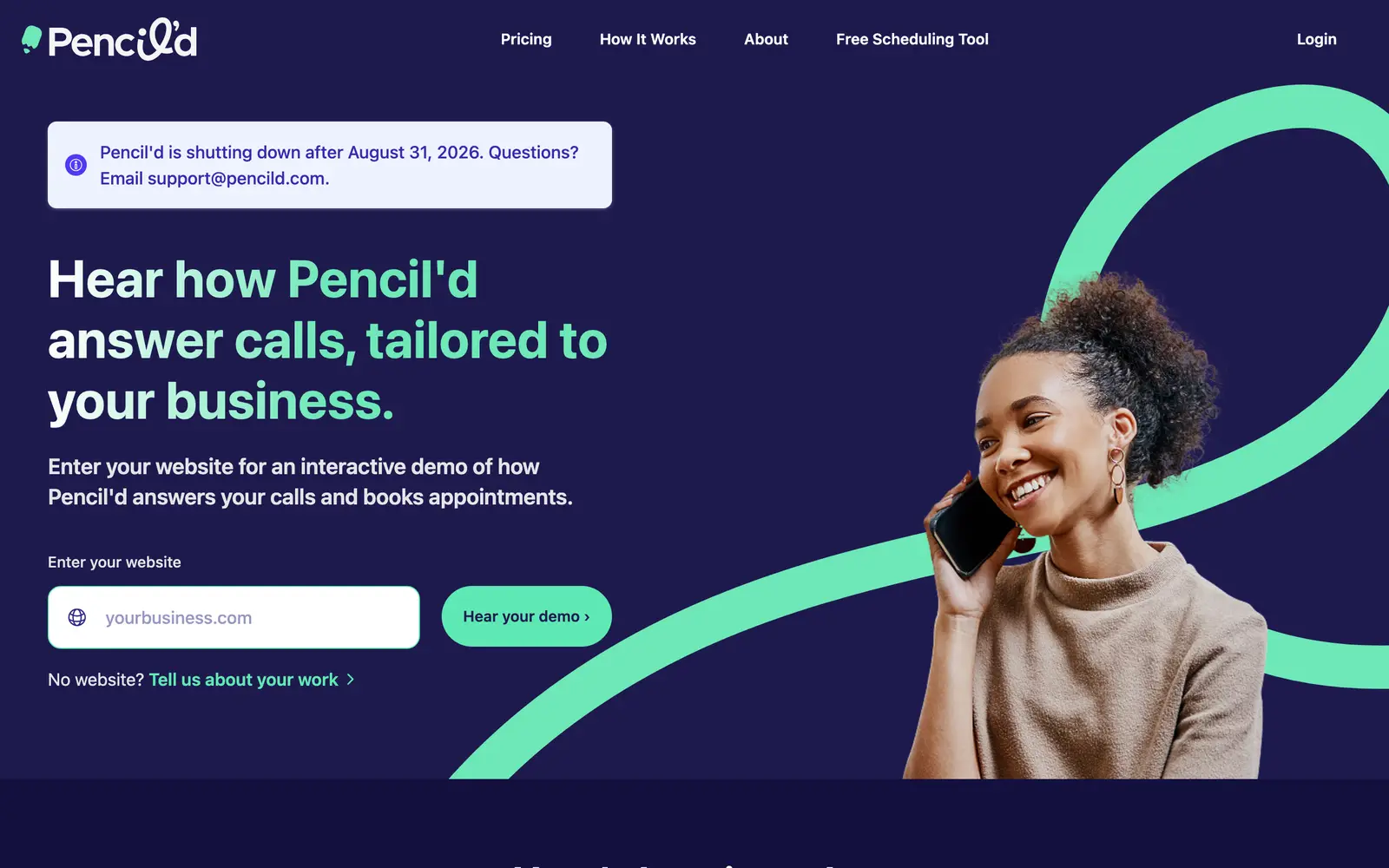 Screenshot of the Pencil'd website