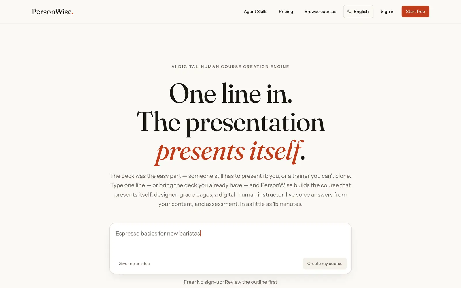 Screenshot of the PersonWise website