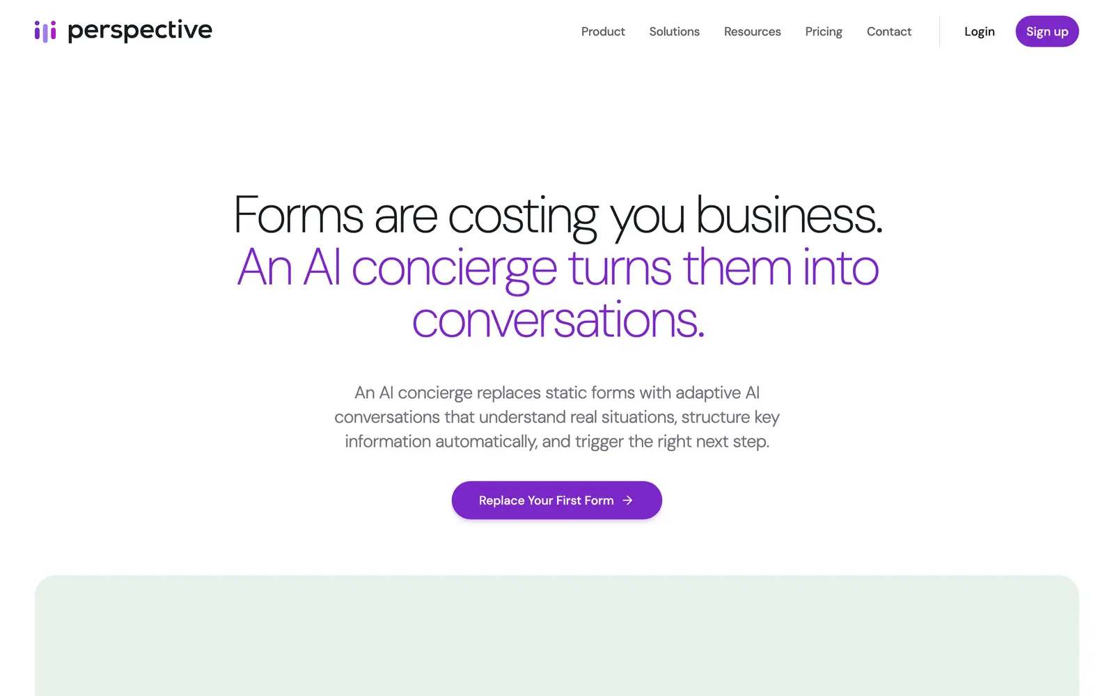 Screenshot of the Perspective AI website
