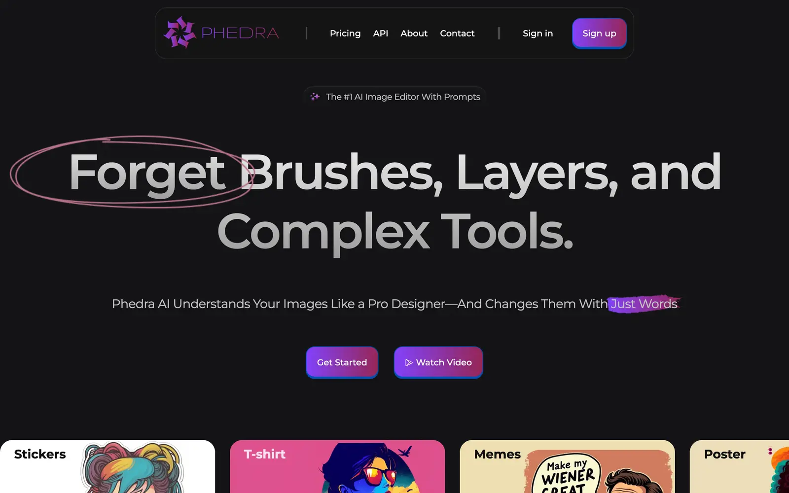 Screenshot of the Phedra website