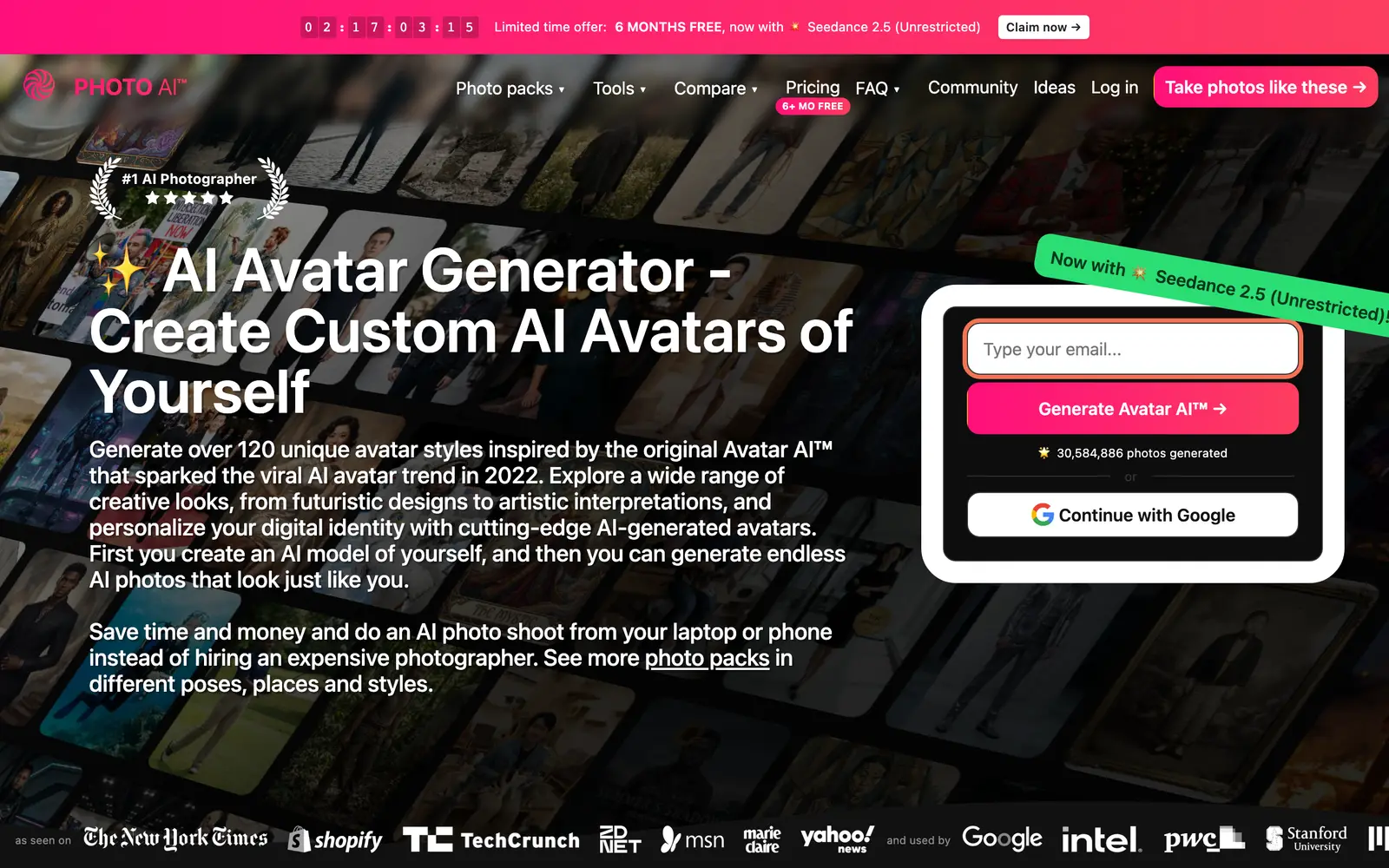 Screenshot of the Avatar AI website