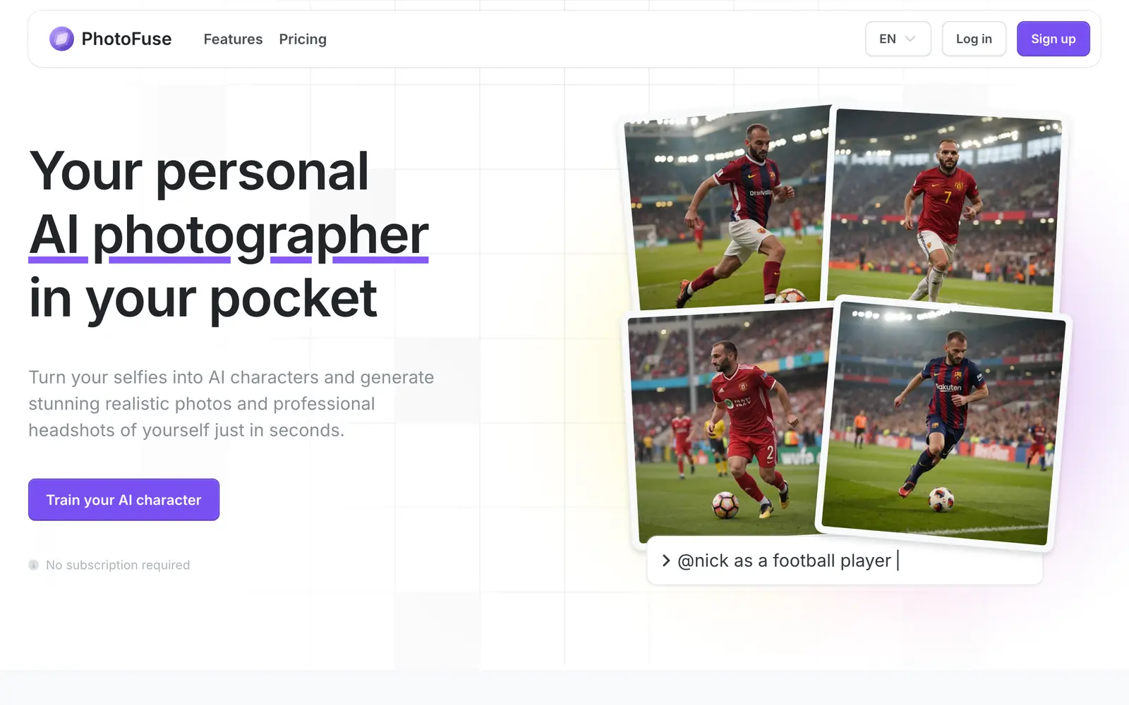 Screenshot of the PhotoFuse website