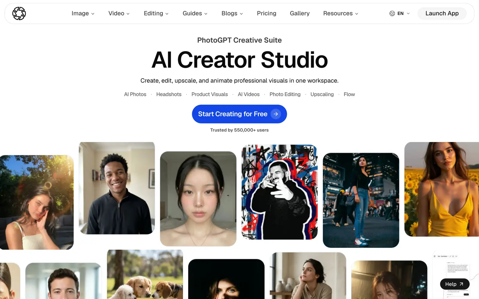 Screenshot of the PhotoGPT website