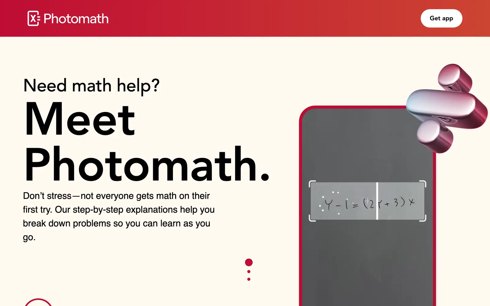 Screenshot of the Photomath website