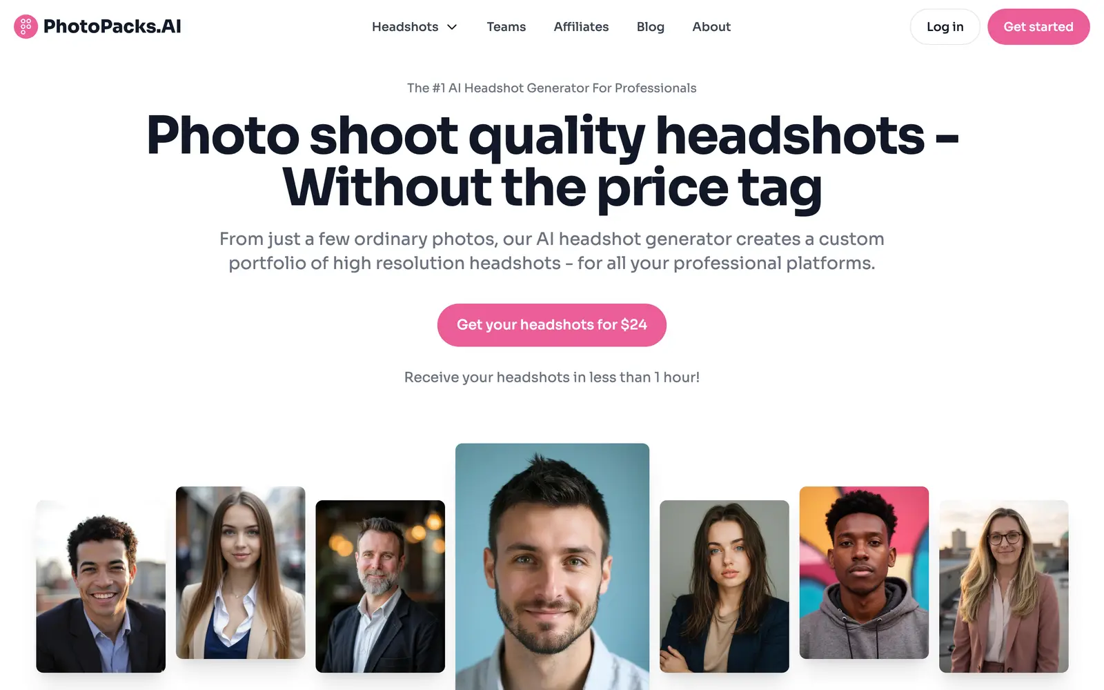 Screenshot of the PhotoPacks.AI website