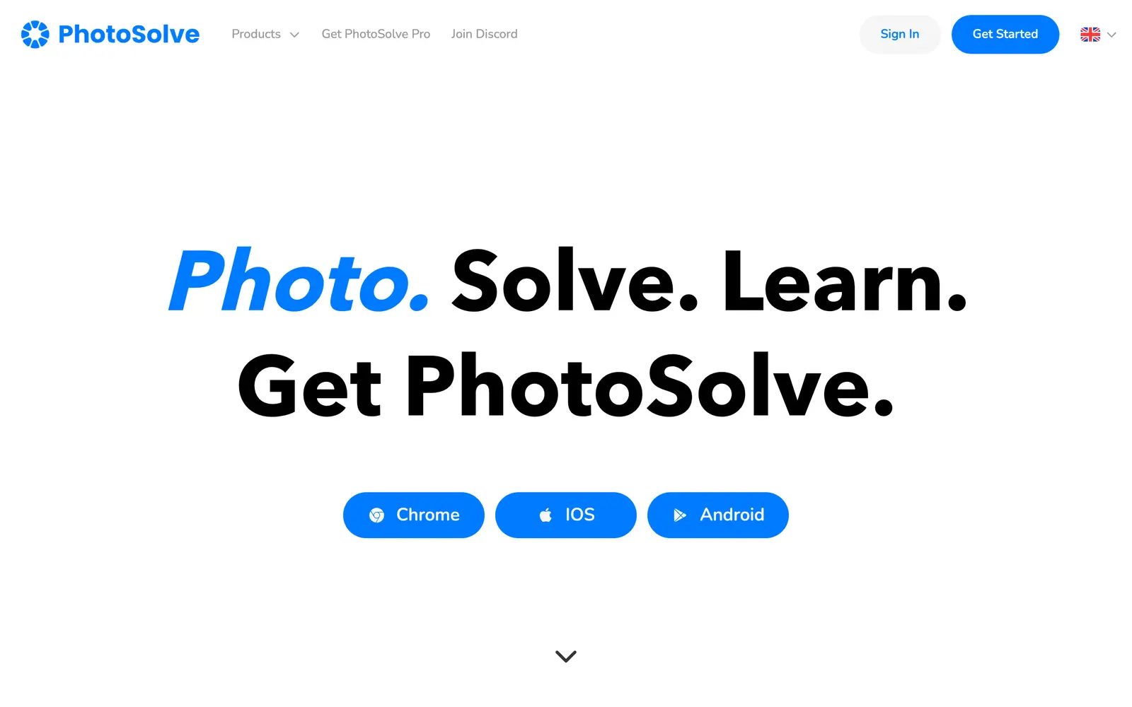 Screenshot of the PhotoSolve website