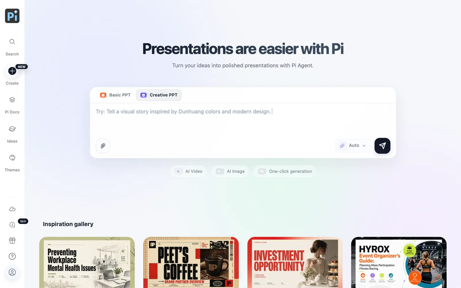 Screenshot of the Pi - Presentation Intelligence website