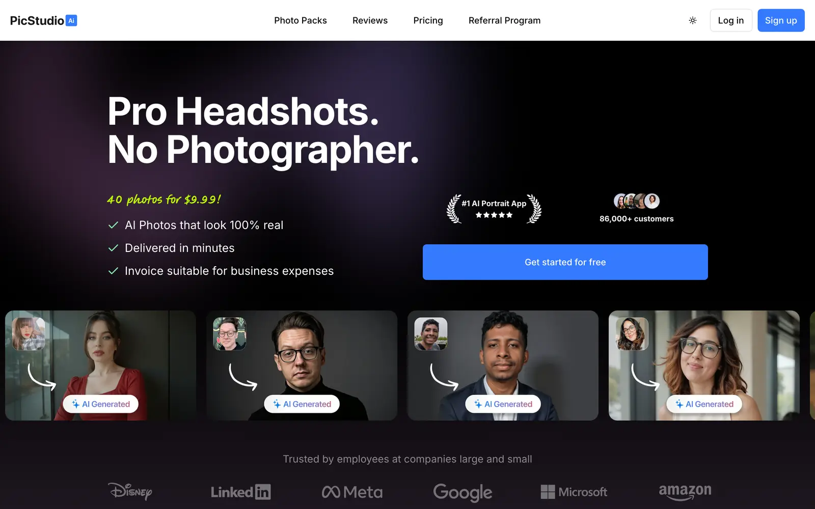 Screenshot of the PicStudio.AI website