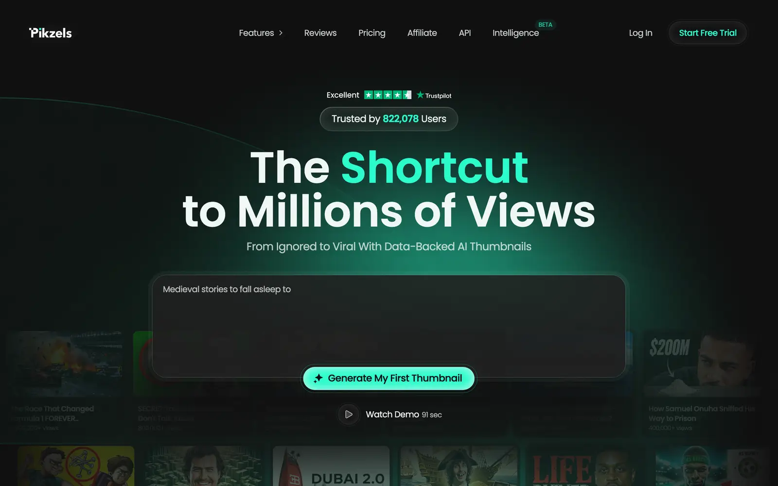 Screenshot of the Pikzels website