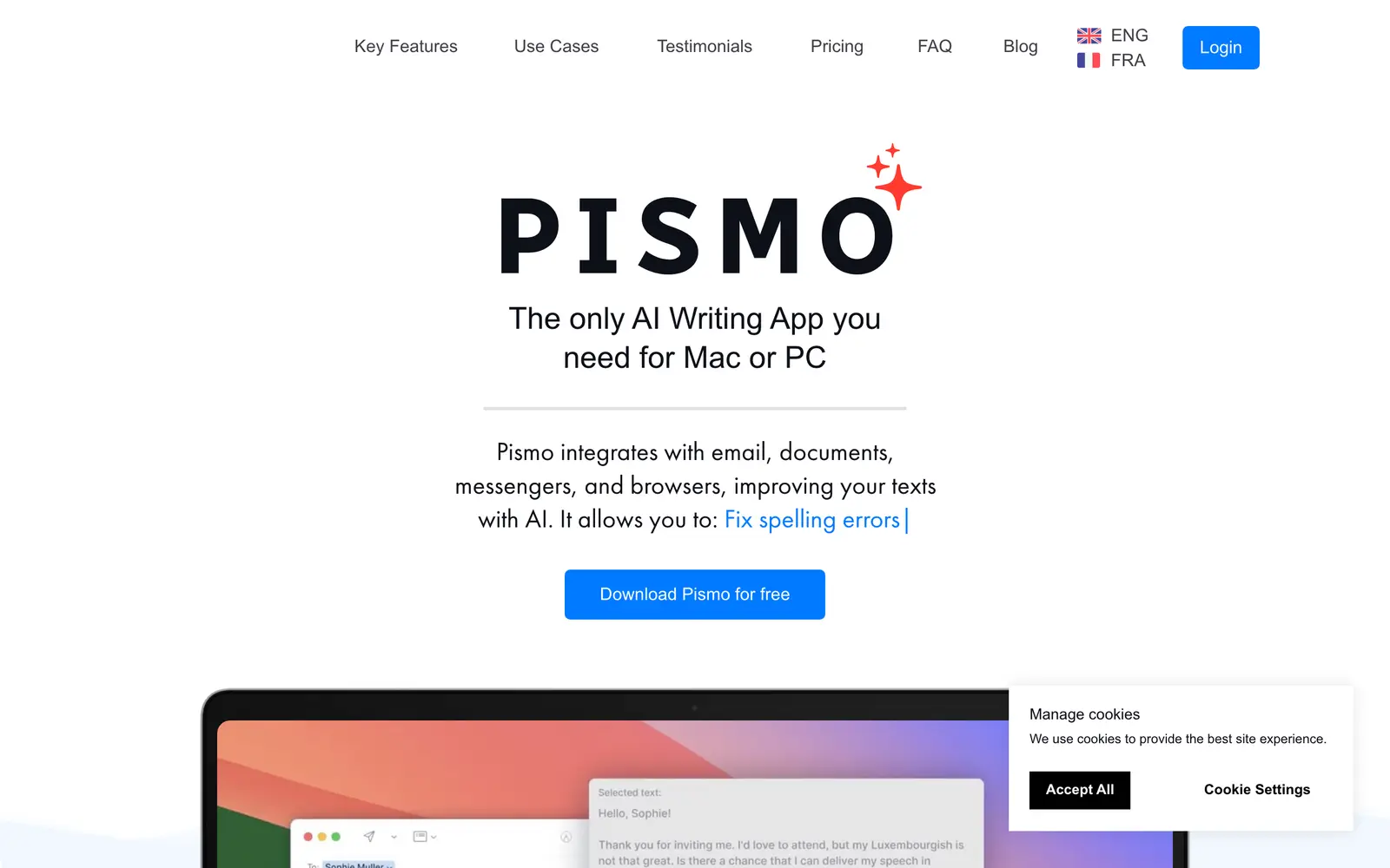 Screenshot of the Pismo website