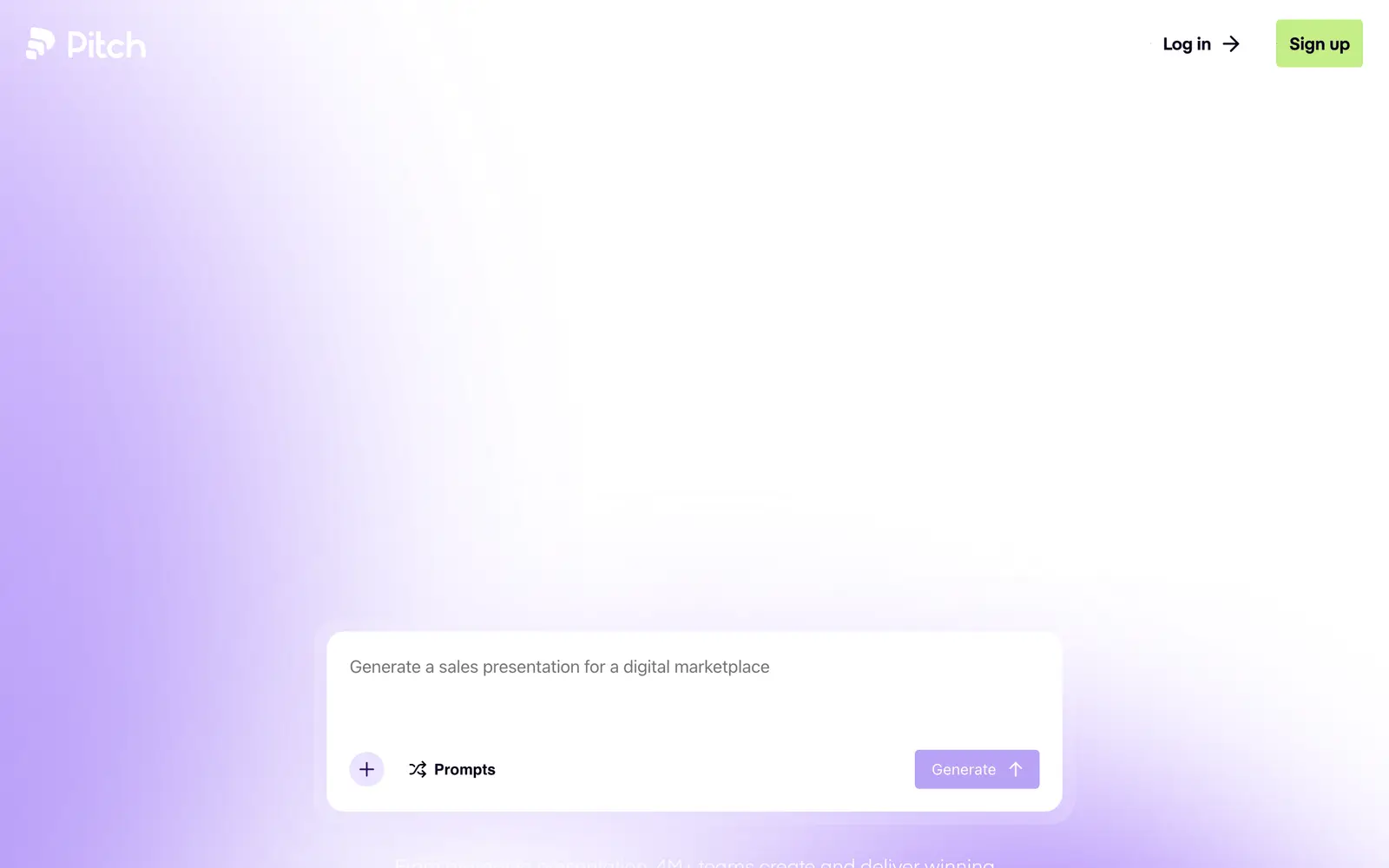 Screenshot of the Pitch website