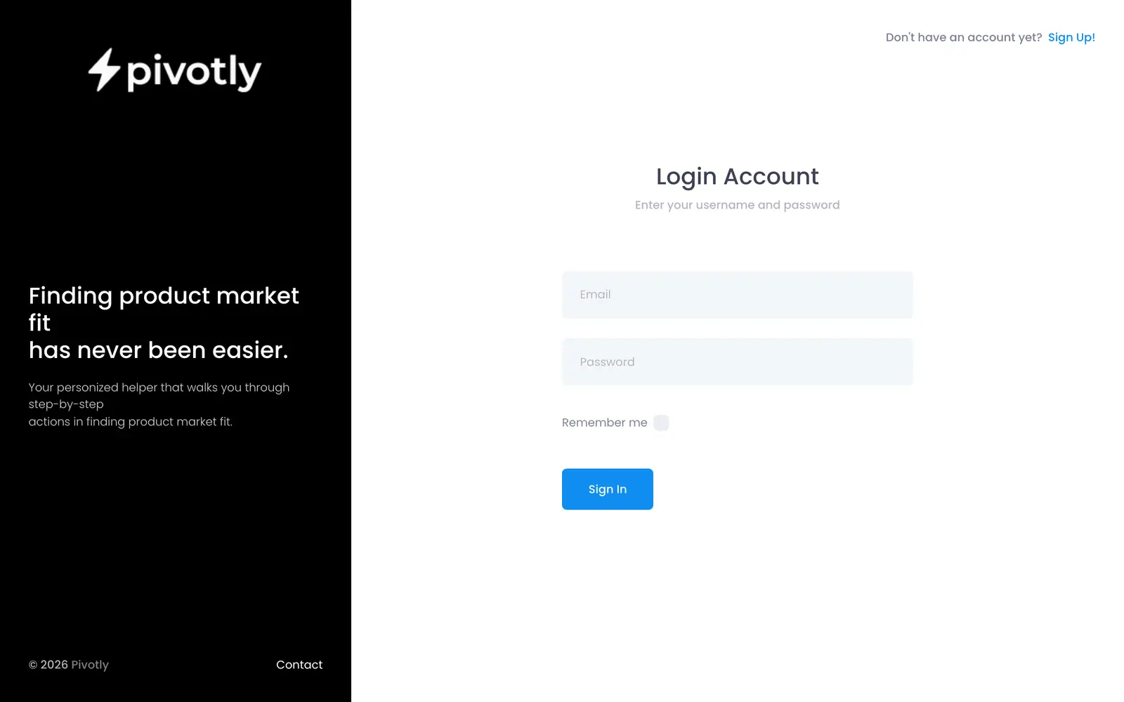 Screenshot of the Pivotly website